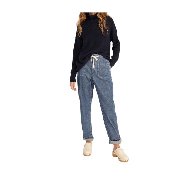 J.Crew Womens Tie waist camp pant in indigo dyed corduroy Size M - Picture 1 of 8